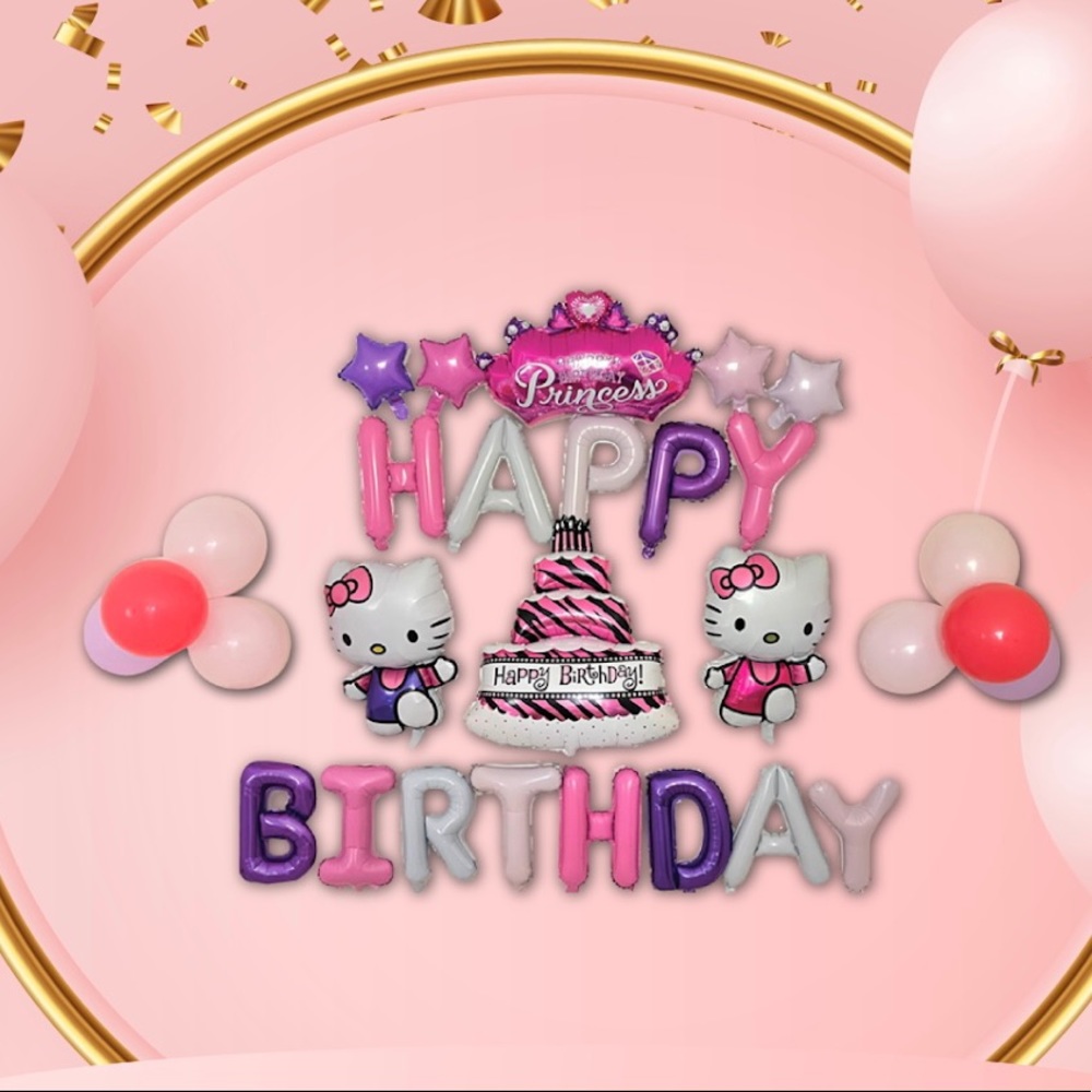 Hello Kitty Birthday Party Decorations Set- 12 Units Balloon Look At The 📸New